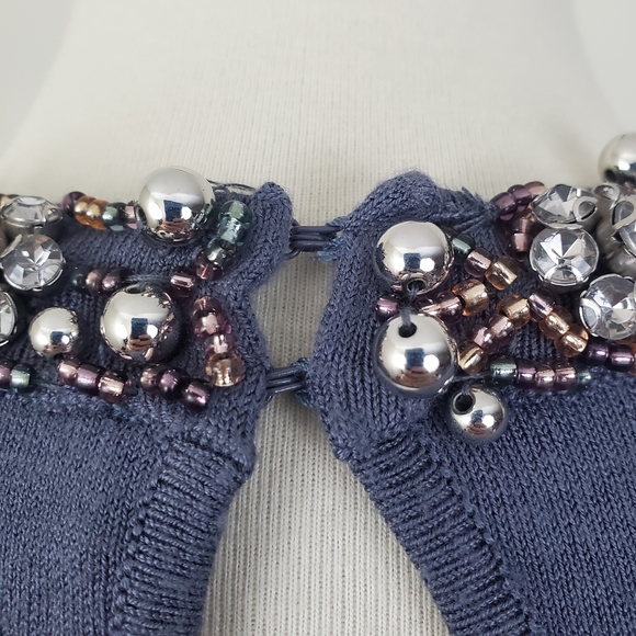 Zara Knit Bead Embellished Neck Top - Picture 12 of 13